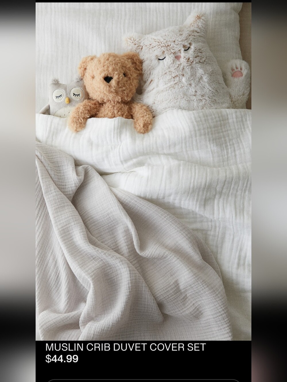 White Gauze Cotton Crib Bedding